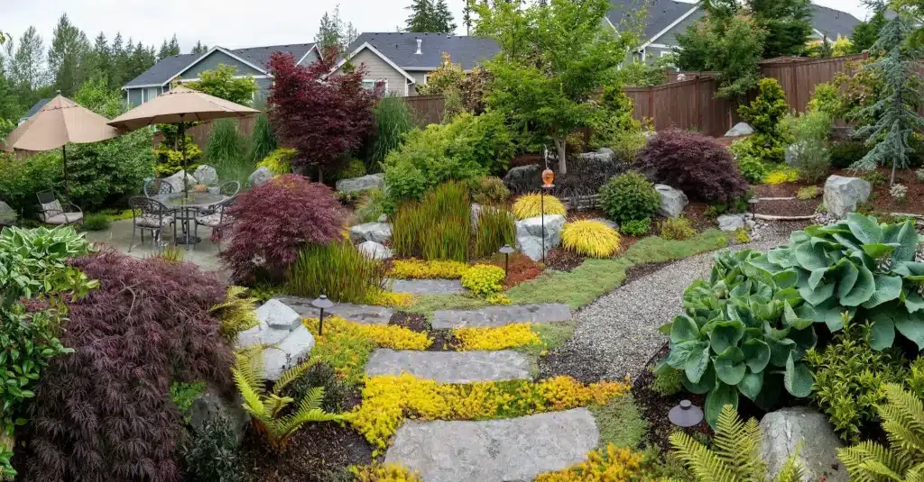 Residential landscaping project during spring in Southern Oregon